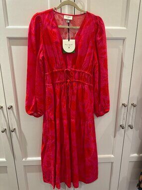 NWT Kate Spade New York Pink Red Floral Midi Dress Small Target Collab